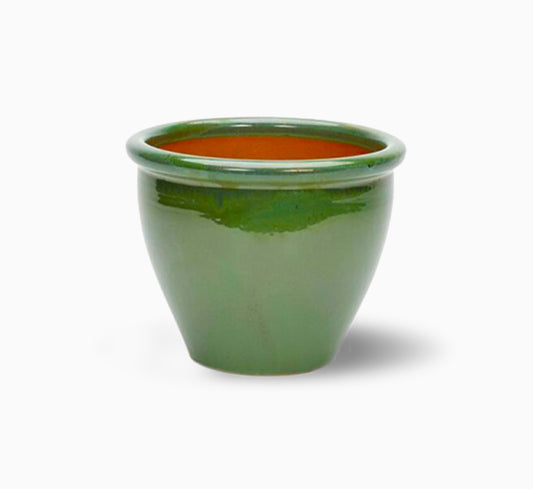 Green Rolled Rim Ceramic Pot